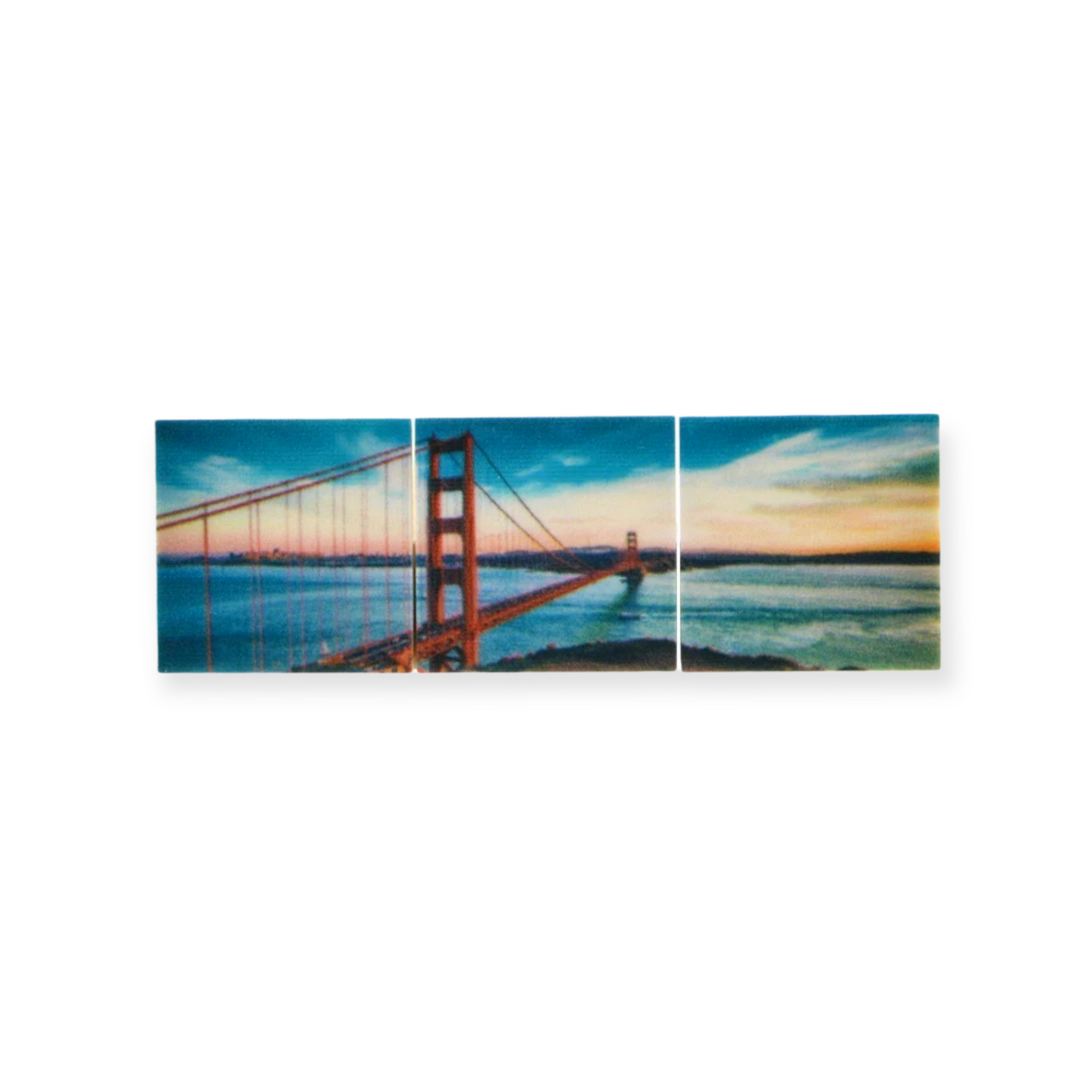 3 bedruckte Fliesen 2x2 - Golden Gate Bridge