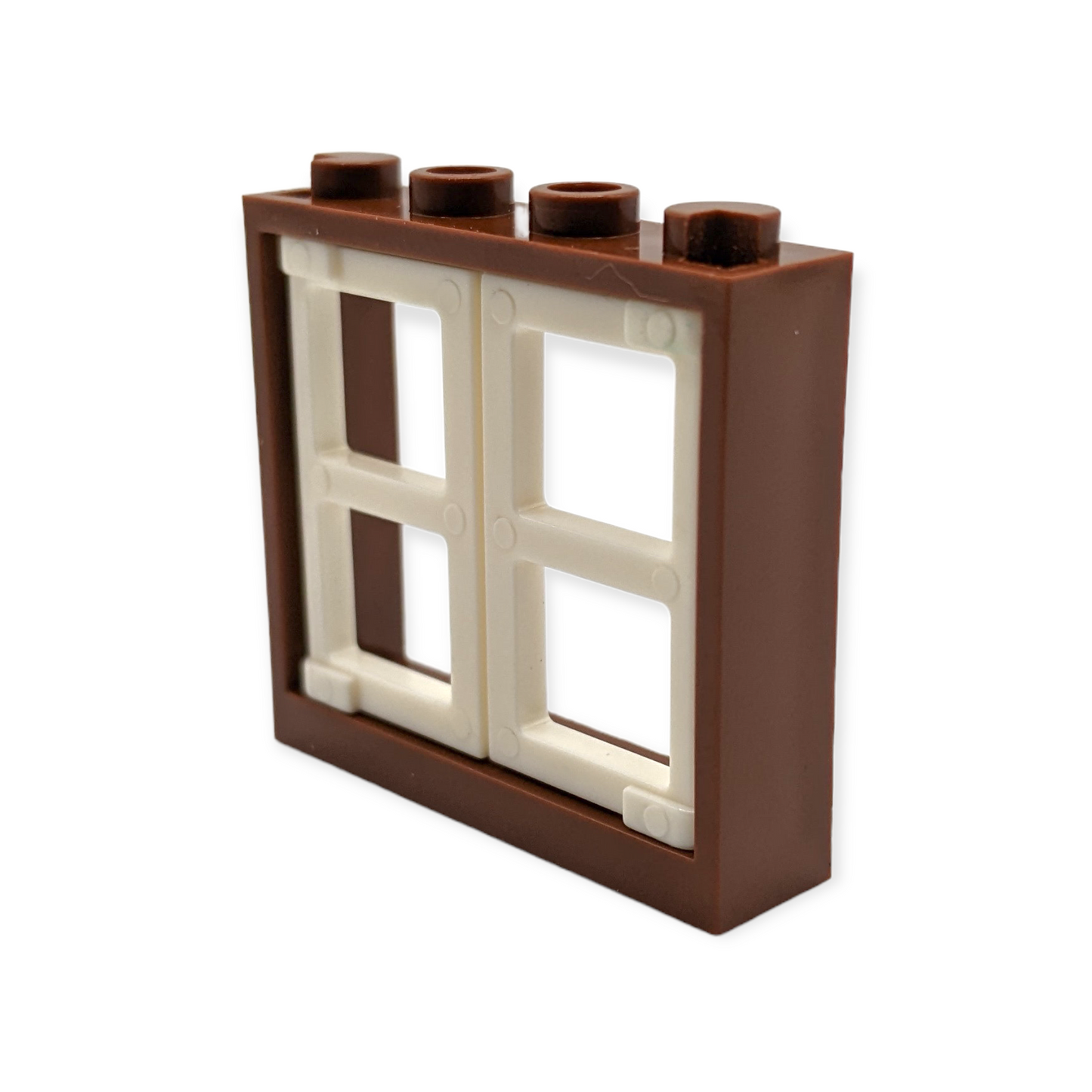 Fensterrahmen 1x4x3 in Braun mit weißen Fenstern