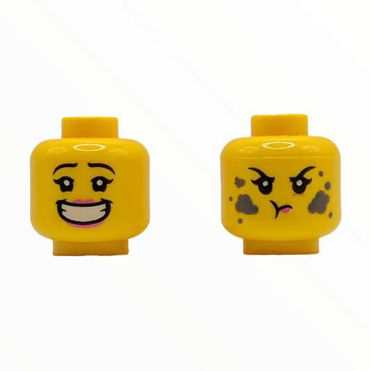 LEGO Head - 0010 Dual Sided Female Pink Lips Big Smile