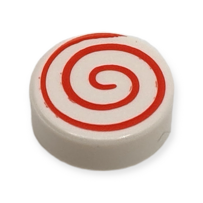 LEGO Tile 1x1 Round - Rote Spirale / Lolly
